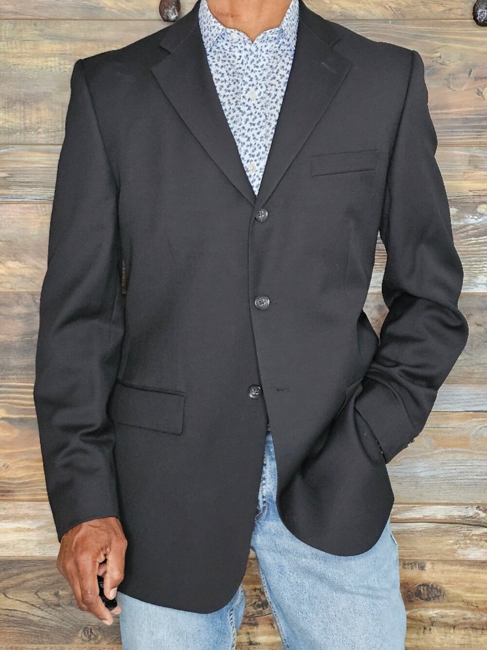 Banana Republic Modern 100% Wool Black Blazer Jacket 40R